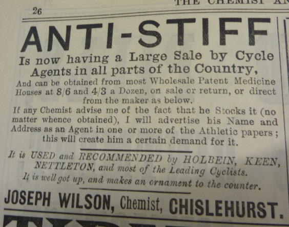 Anti-Stiff advert from The Chemist and Druggist, 7 June 1890