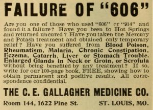'Failure of "606" - C E Gallchger Co, 1915