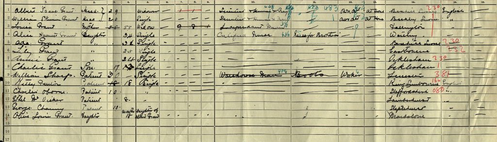 Grant household in the 1911 census.