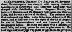 Du Brange mentioned in The Times, Sat 30 Oct 1869 (www.newspapers.com)