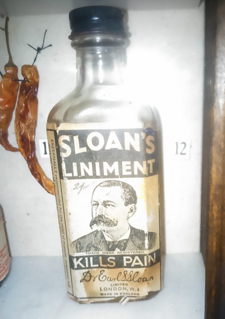 Sloan's Liniment bottle at The Old Operating Theatre museum, London.