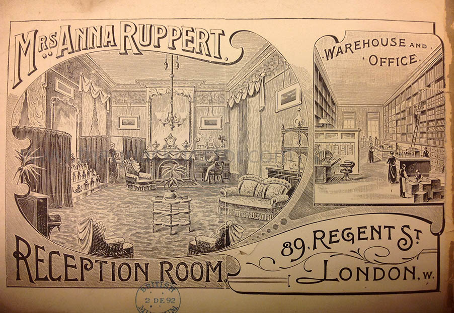 Anna Ruppert's headquarters at Regent Street, pictured in Book of Beauty, 1894